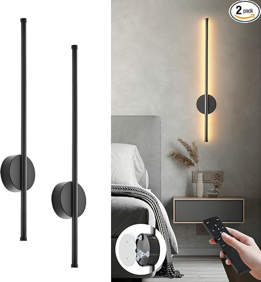 Battery Operated Modern Wall Sconces Set of Two, Rechargeable Wireless Wall