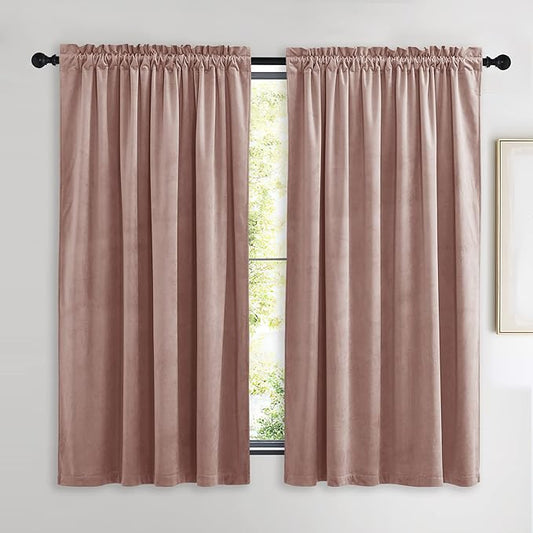 NICETOWN Dusty Pink Velvet Curtains and Drapes