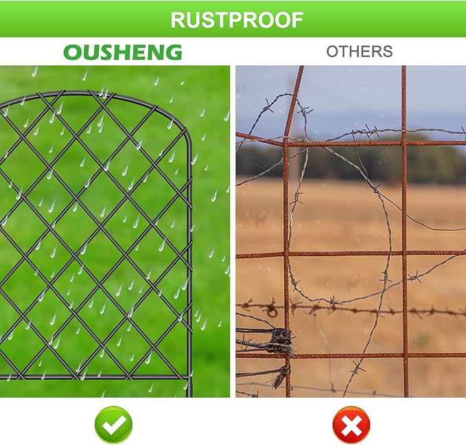 OUSHENG 19 Pack Decorative Garden Fence, Total 20ft(L) x 24in(H) Animal Barrier Border, Rustproof Metal Wire Section Edging Fencing Panel for Outdoor Patio Garden Yard, Arched
