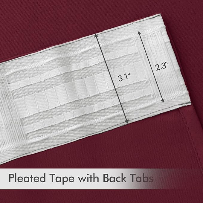 MIULEE Christmas Wine Red Back Tab Blackout Curtain 96 Inch Long 2 Panels Set