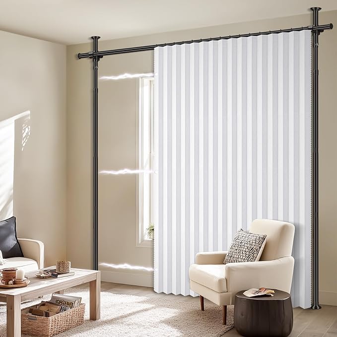 100% Blackout Room Divider Curtains Sets White W100 x L84 in 1 Panel No Drill