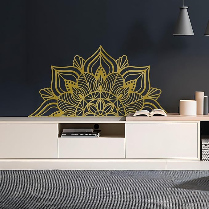 Resama Large Metal Mandala Wall Art, Unique Lotus Flower Wall Decor Artwork, Suitable for Office and Home Indoor and Outdoor Decoration (Gold)