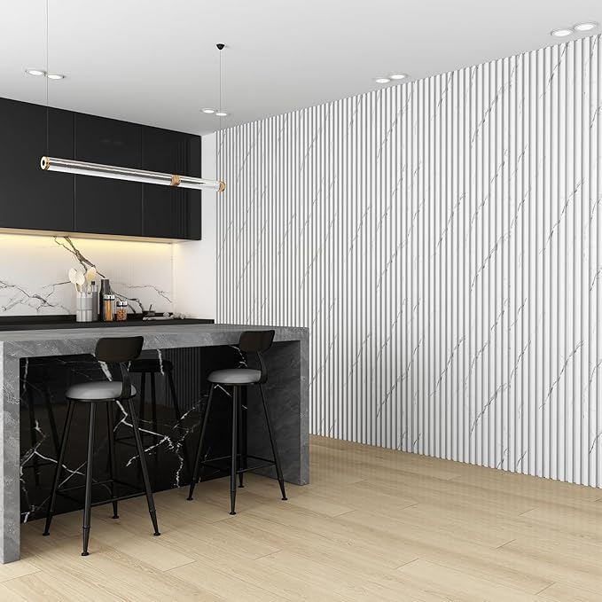 8-Pack WPC Wall Panels 118’’ x 6.1’’ 3D Slat Wall Panel Acoustic Wall Paneling