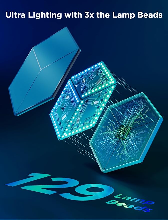Govee Glide Hexagon Light Panels Ultra, RGBIC 3D Wall Lights
