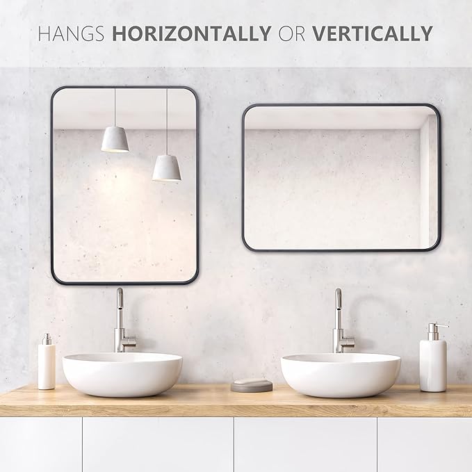 ZenStyle 2 Packs Black Metal Framed Rectangular Wall Mirror 22" x 30" Bathroom