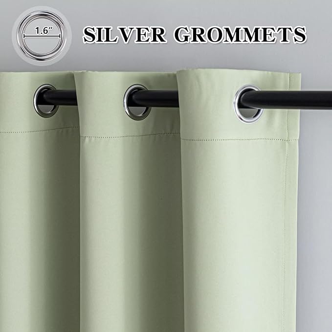 IGEMAEVE Sage Green Curtains 84 Inch Length 2 Panels Set, Light Filtering