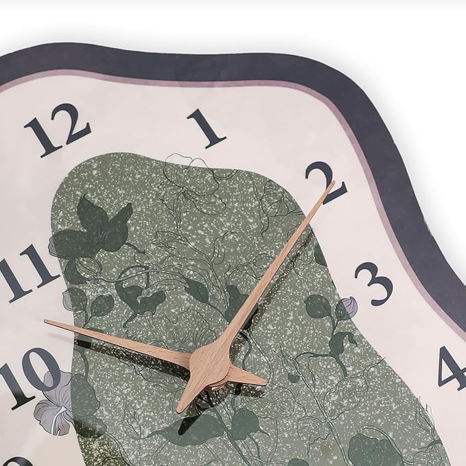 Mid Century Retro Irregular Shape Wall Clock, Silent Non-Ticking Battery