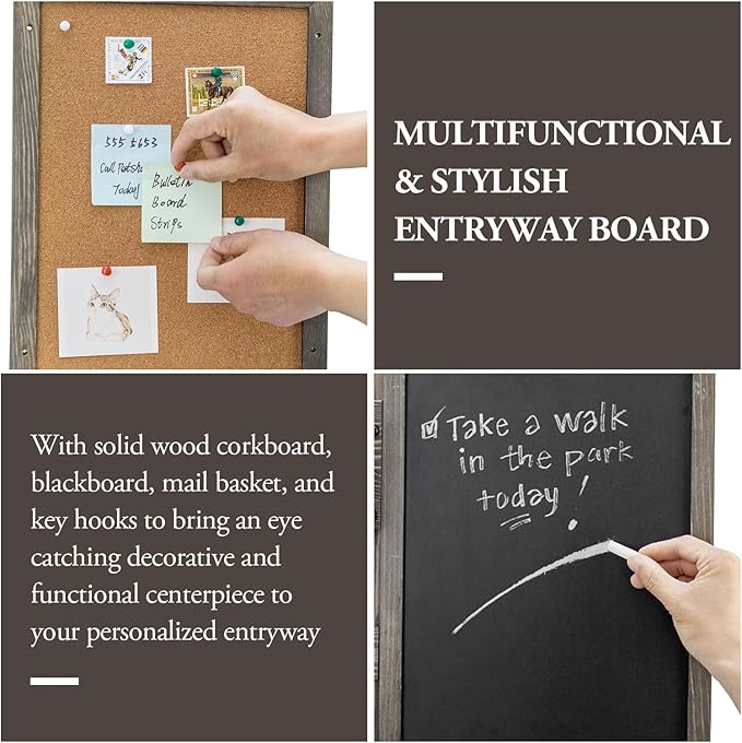 MyGift 3 Panel Wall Mounted Entryway Bulletin Board Combo Set