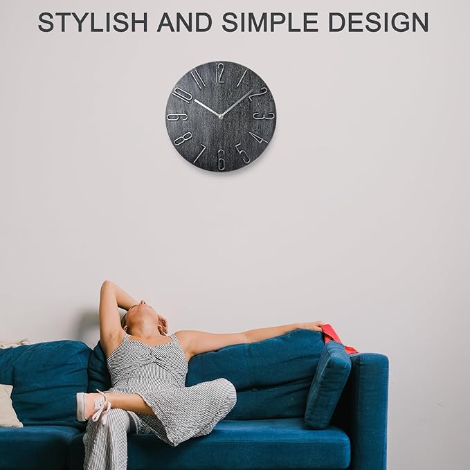 Wall Clock, Silent Clock, Wall Clocks Battery Operated， 12 inch Modern Wall