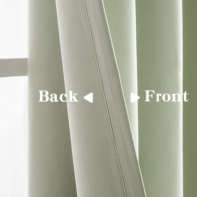 IGEMAEVE Sage Green Curtains 84 Inch Length 2 Panels Set, Light Filtering