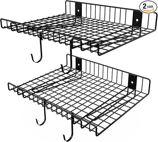 2 Pack Garage Wall Shelf, Wall Mounted Storage Shelves, Heavy Duty Metal Shelves