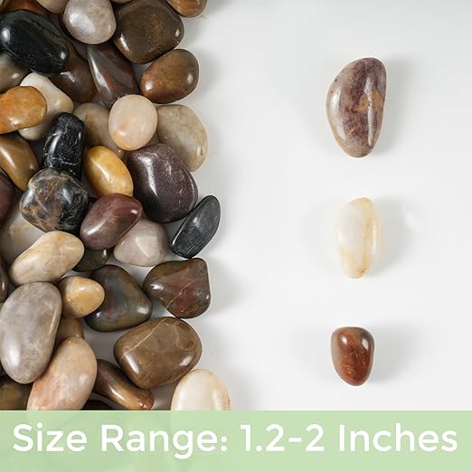 SIDONG 20 LB Mixed River Rocks, 0.4-1.2 Inches Highly Polished Pebbles for Indoor Plants, Decorative Stones for Plants, Fish Tank, Vases, Home Décor, Crafting, Garden Landscaping