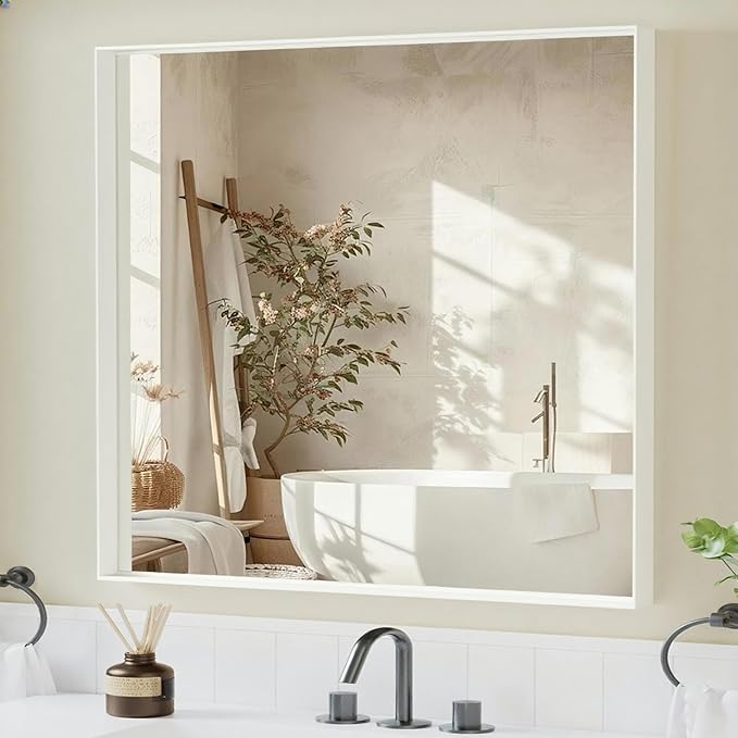36x30 Inch White Bathroom Mirrors