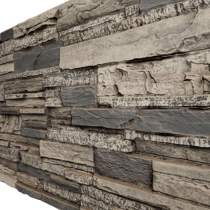 EverStone Cascade Faux Stone Panel, 48 5/8"W x 24 3/4"H x 1 1/4"D, Urban Color