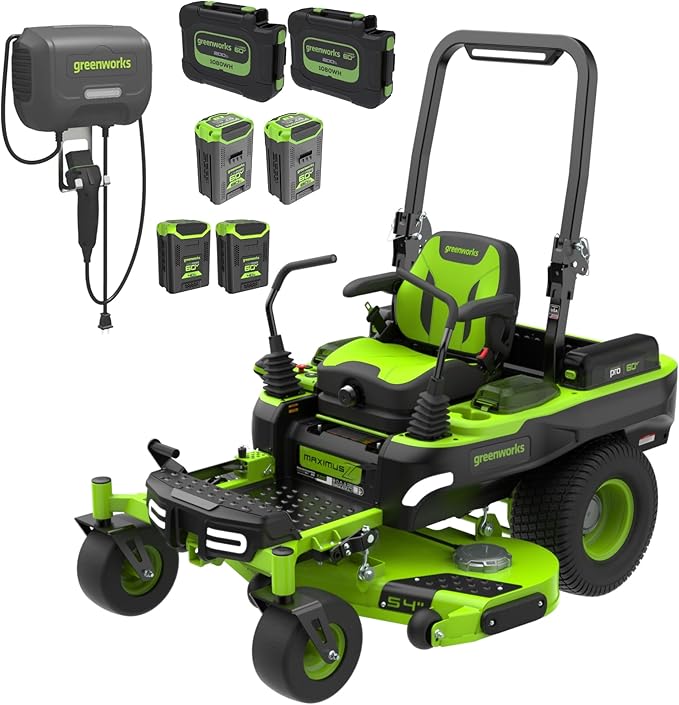 Greenworks 60V 54" Zero Turn,(2) 20.0Ah+(2) 8.0Ah+(2) 4.0Ah Batteries+Wall Charger