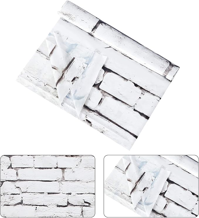 Chuangdi 2pcs 4.5 x 9 Feet Brick Wallpaper Peel and Stick Backdrop Tablecloth