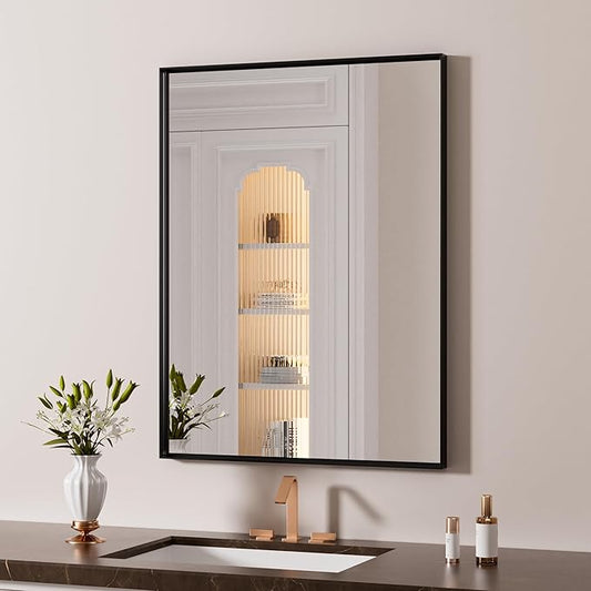 LOAAO Black Bathroom Mirror 24"X30"