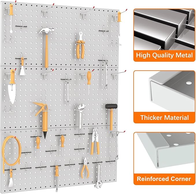 TORACK 3 PCS Metal Pegboard Panels