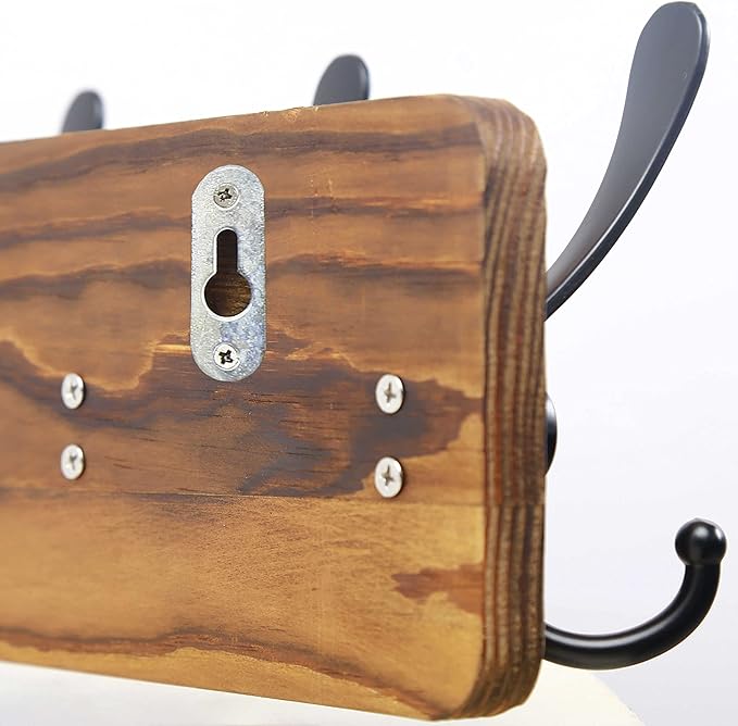 SKOLOO Rustic Wall Mounted Coat Rack: 16" Stud Spacing, Pine Real Wood Plank