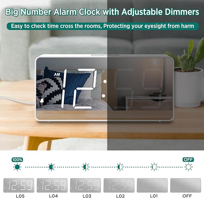 Peakeep Digital Clock, Alarm Clock Battery Backup Powered