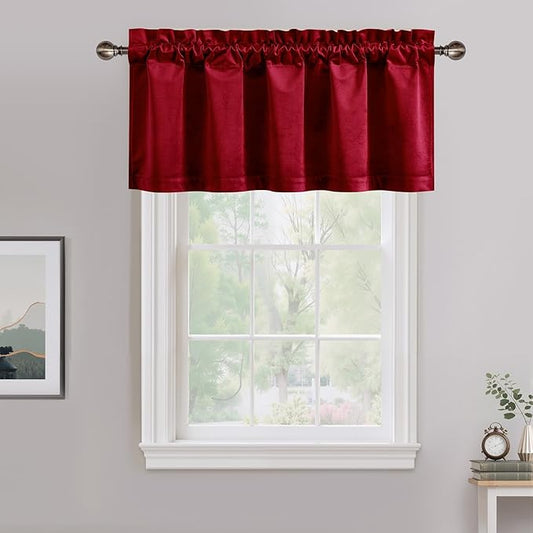 NICETOWN Red Velvet Valance Curtains