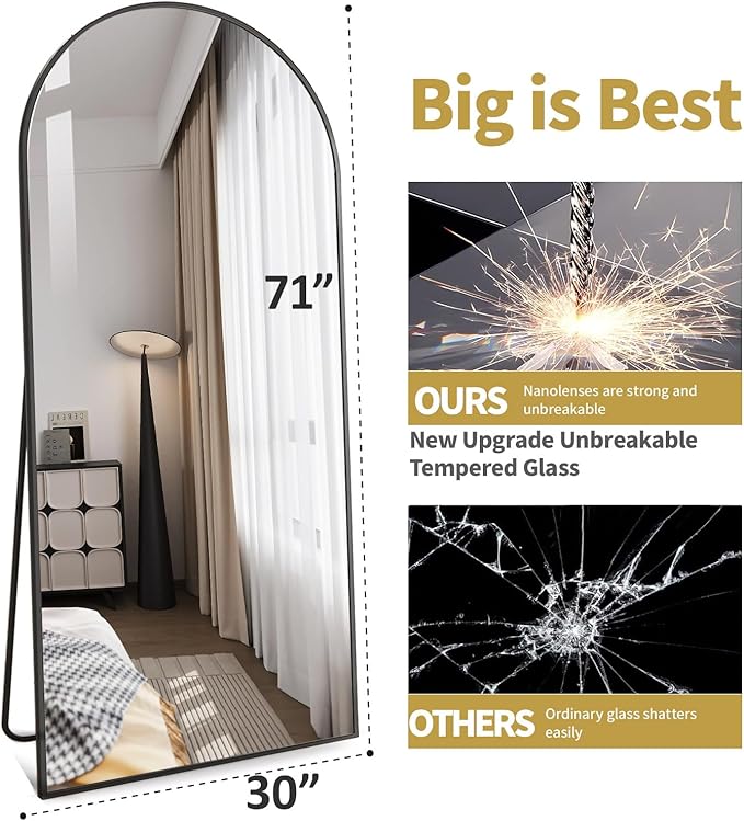 DMWOODFL 71"x30" Arched Full Length Mirror