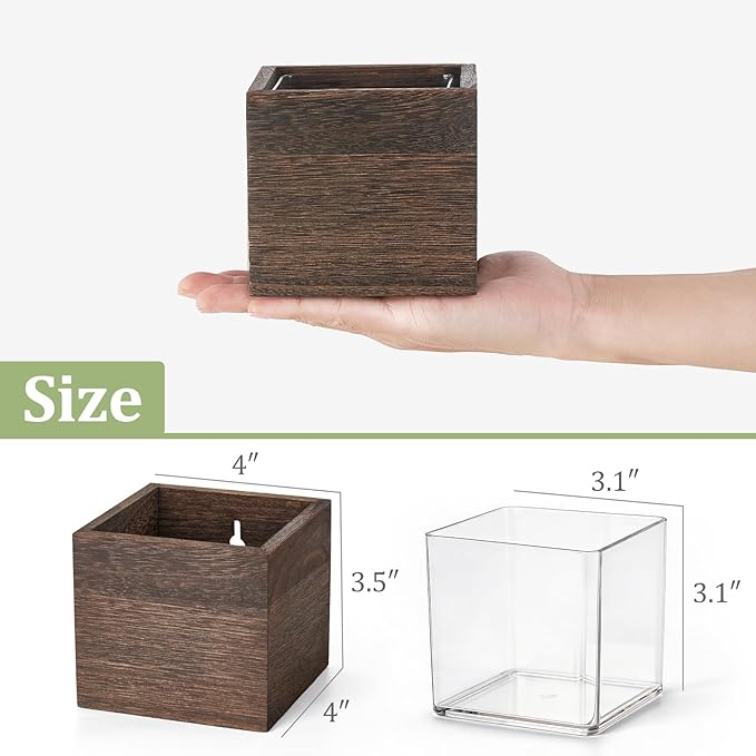 Dahey Small 4 Inch Wood Wall Hanging Planter Boxes