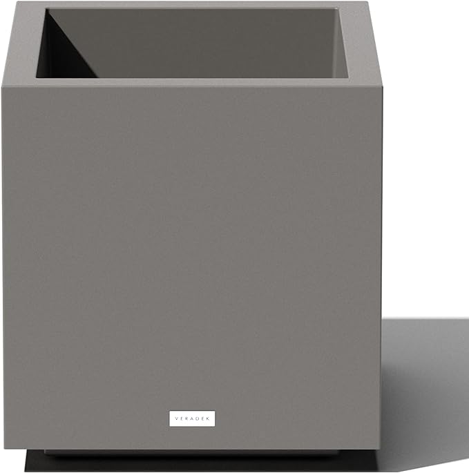 Veradek Block Series Cube Plastic Planter - Large Square Planter for Indoor or Outdoor Patio/Garden | Durable All-Weather Use with Drainage Holes | Modern DÃ©cor for Tall Plants, Trees, Flowers