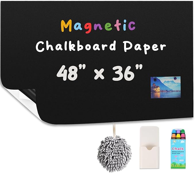 YOUNGJQ Magnetic Chalkboard for Wall 48" x 36" Self Adhesive Blackboard