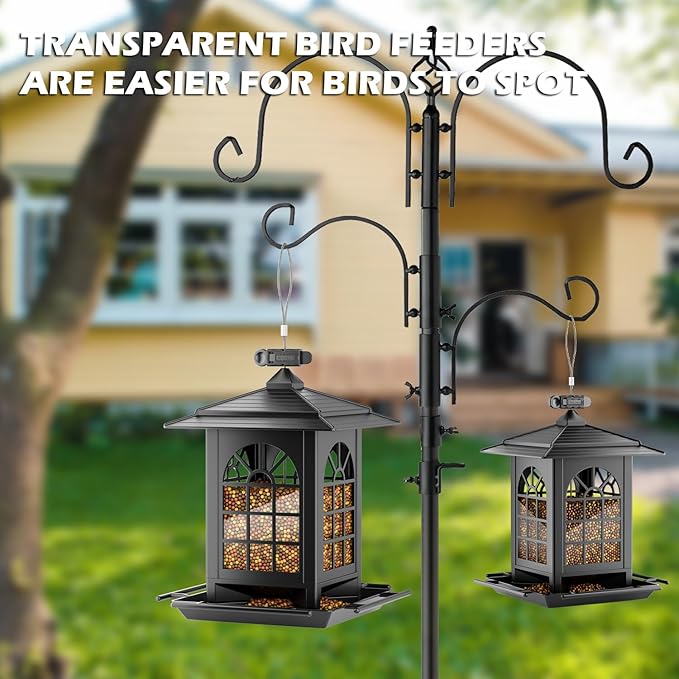 Birdream Bird Feeders for Outdoor Hanging, Assembly Required, 1-Min Easy Setup, Classic Courtyard Design, Attracting Cardinals Chickadees Goldfinches & Sparrows - Black