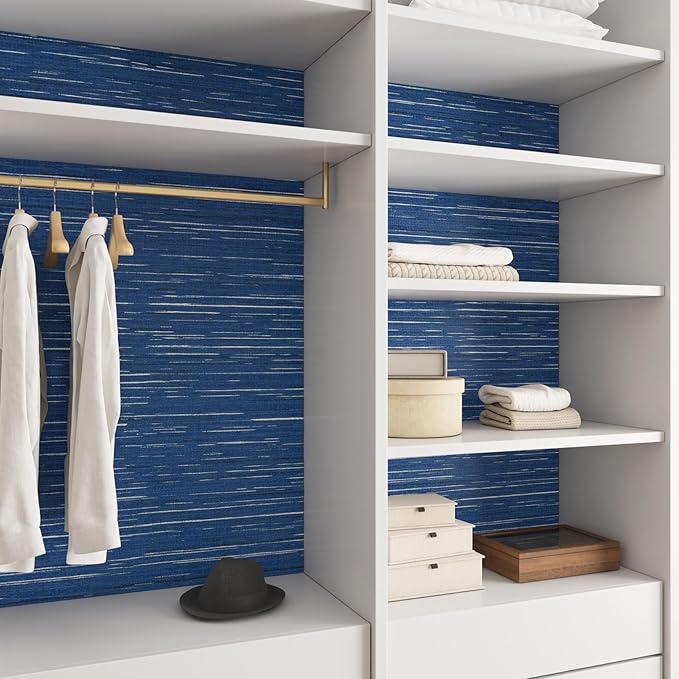 Livelynine 15.8x394 Navy Blue Peel and Stick Wallpaper Dark Indigo Textured