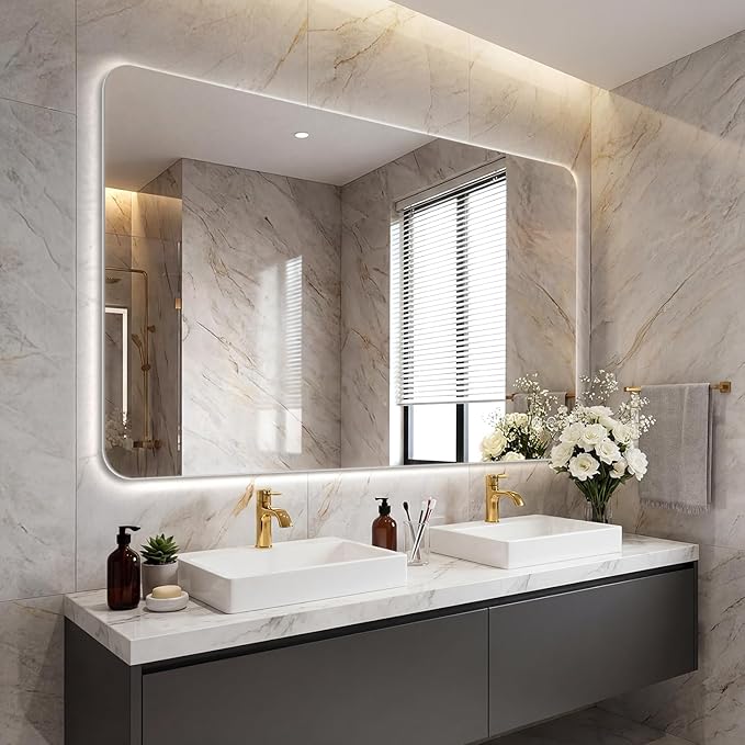 EOGOW LED Bathroom Mirror with Lights, 3 Colors Bathroom Mirror, Wall Mounted