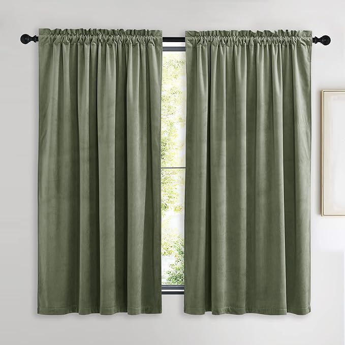 NICETOWN Super Soft Velvet Curtains 63 inches, Sound Reducing Cold Heat