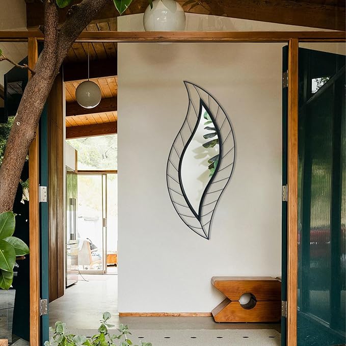 ironsmithn Decorative Wall Mirror, Leaf Teardrop Mirror