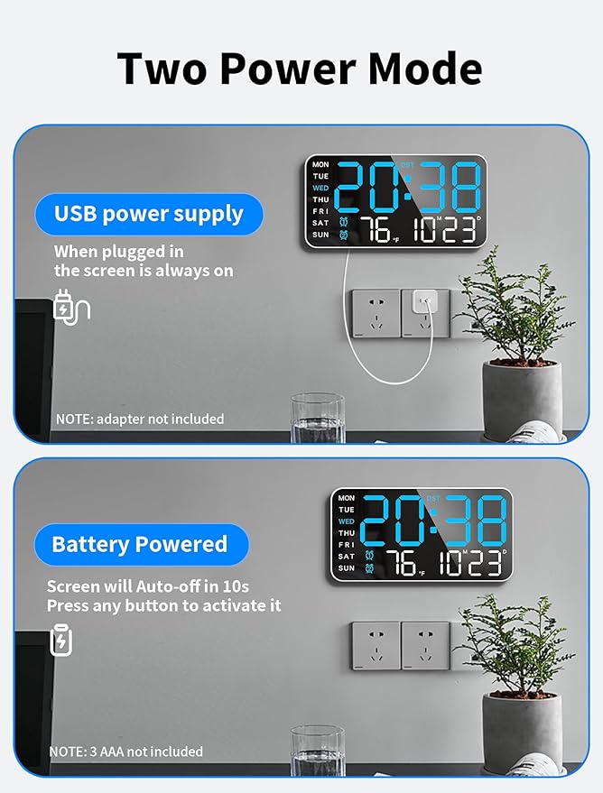 MASHI 8.4''Large Digital Wall Clock, Led Alarm Clock