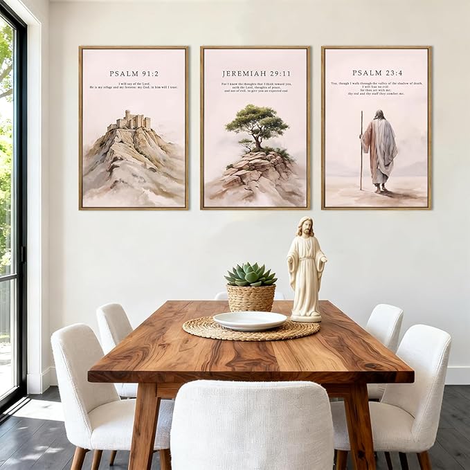 IARTTOP Large Christian Easter Framed Canvas Wall Art 16x24 Inch Jesus Easter Bible Verse Art Prints Religious Scripture Wall Decor for Living Room Bedroom Set of 3