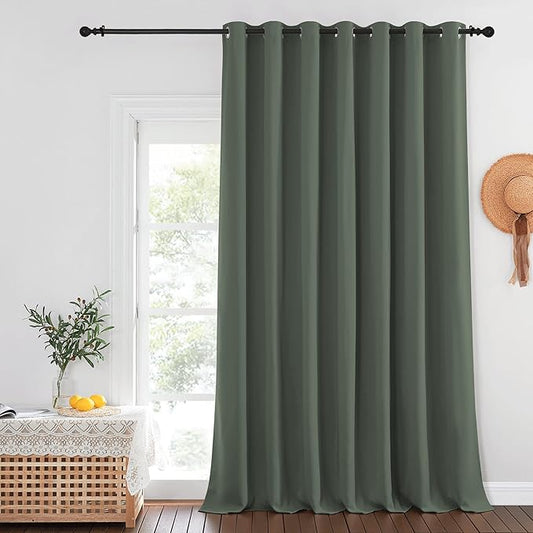 NICETOWN Blackout Sliding Door Curtain 108 inches Long, Grommet Room Darkening