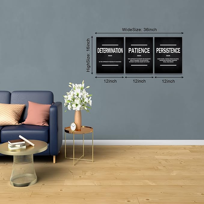 KAWAHONE Inspirational Quotes Wall Art, Motivational Determination Patience