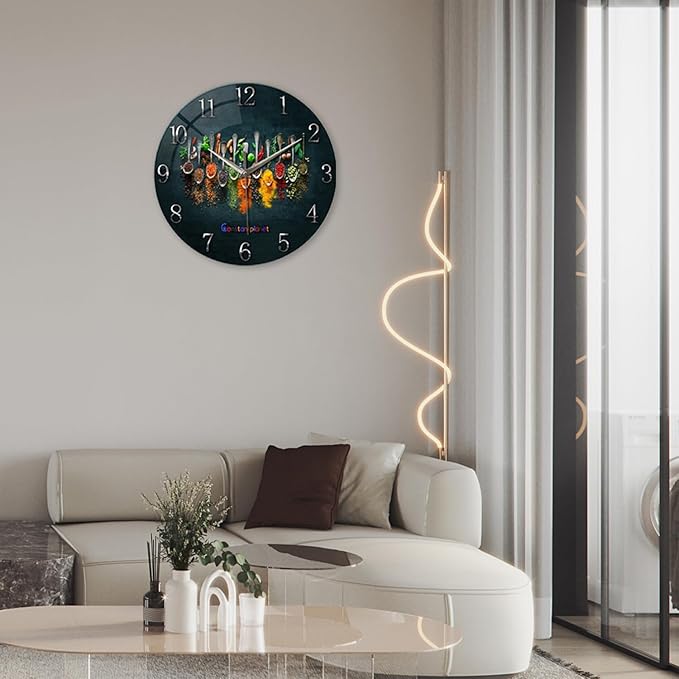 Kitchen Wall Clock Battery Operated 12 Inches Round Decorative Clocks
