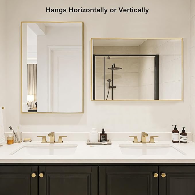 BOMINICA Brushed Gold Bathroom Mirror