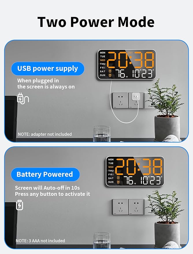 MASHI 8.4''Large Digital Wall Clock, Led Alarm Clock