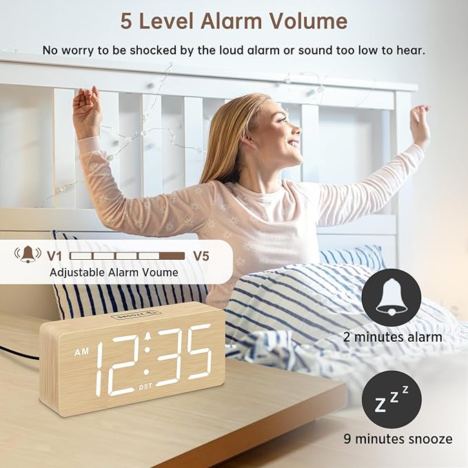 DreamSky Wooden Digital Alarm Clock