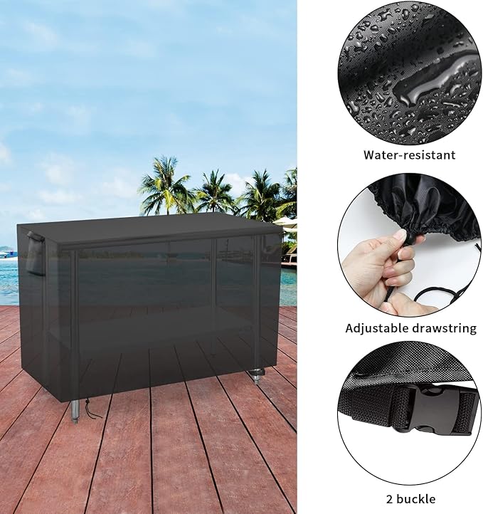 Outdoor Prep Table Cover - Heavy Duty Waterproof Fadeproof UV Resistant Cover for PC3404S Rolling Dining Table Compatible with 46 inch Outdoor UtilityCart - 46 x 24 x 32 Inch