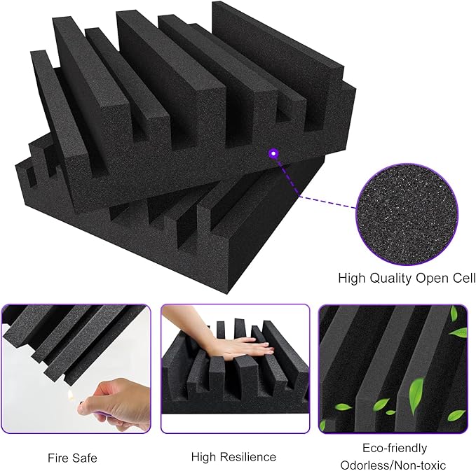 TroyStudio Thick Acoustic Foam Panels, Dense Soundproof Padding Tile, Recording