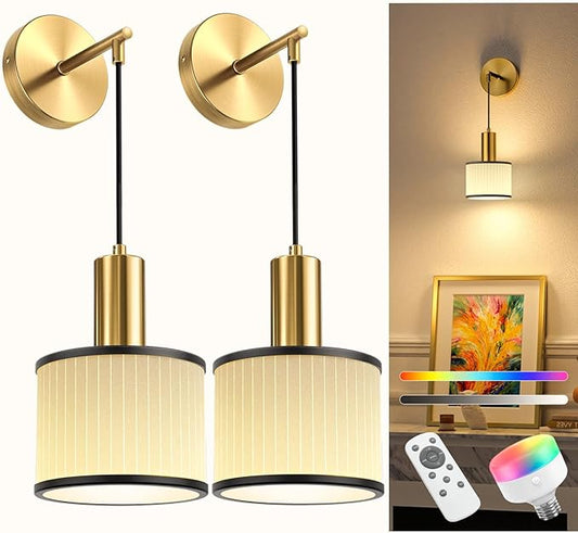 NIORSUN Battery Operated Wall Sconce Set of 2, 9 Colors Sconces Wall Decor