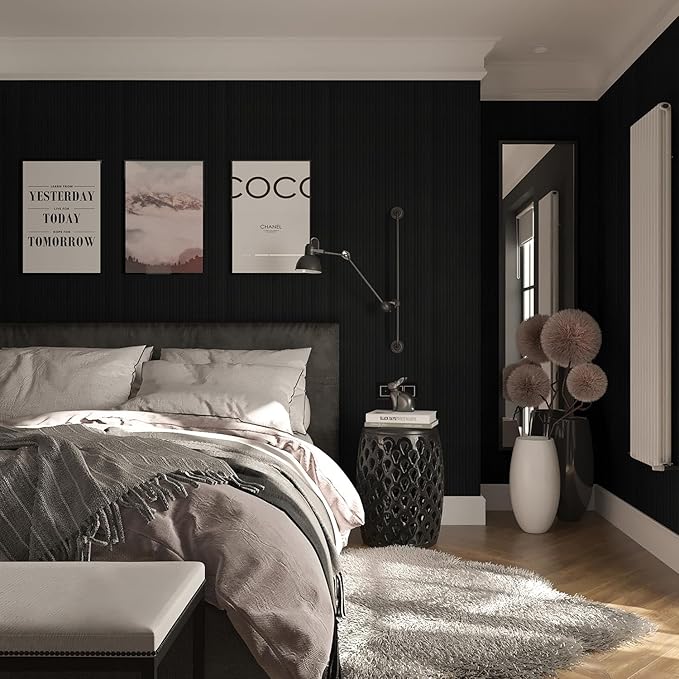 Orainege Black Wallpaper Peel and Stick Wallpaper 15.7"x196.8" Textured Contact