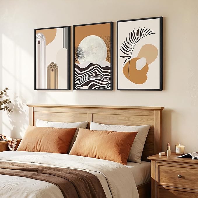 Framed Boho Mid Century Modern Wall Art