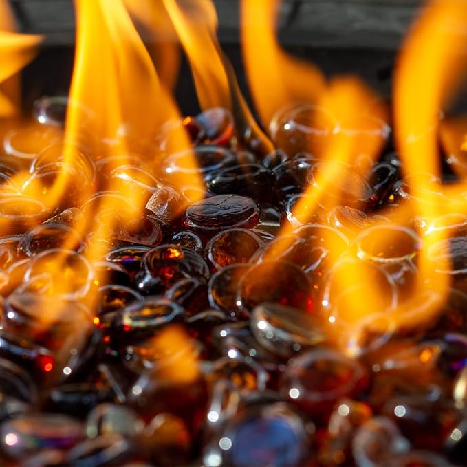 5 Pound 1/2 Inch Crushed Fire Glass for Natural or Propane Fire Pit Fireplace and Landscaping, Gold