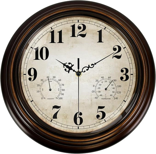 Vintage Wall Clock 13 Inch Quartz Silent Non-Ticking Analog Clock