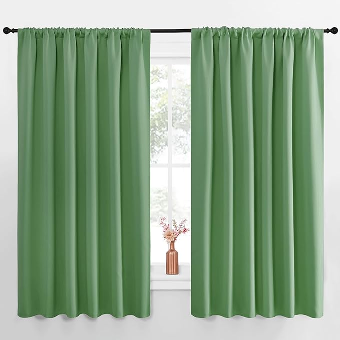 NICETOWN Blackout Curtains for Bedroom, Froest Green, 1 Pair, 70 by 63-inch
